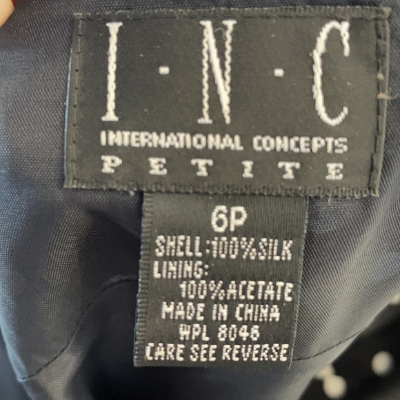 INC petites black with white polka dot midi dress - Picture 7 of 7